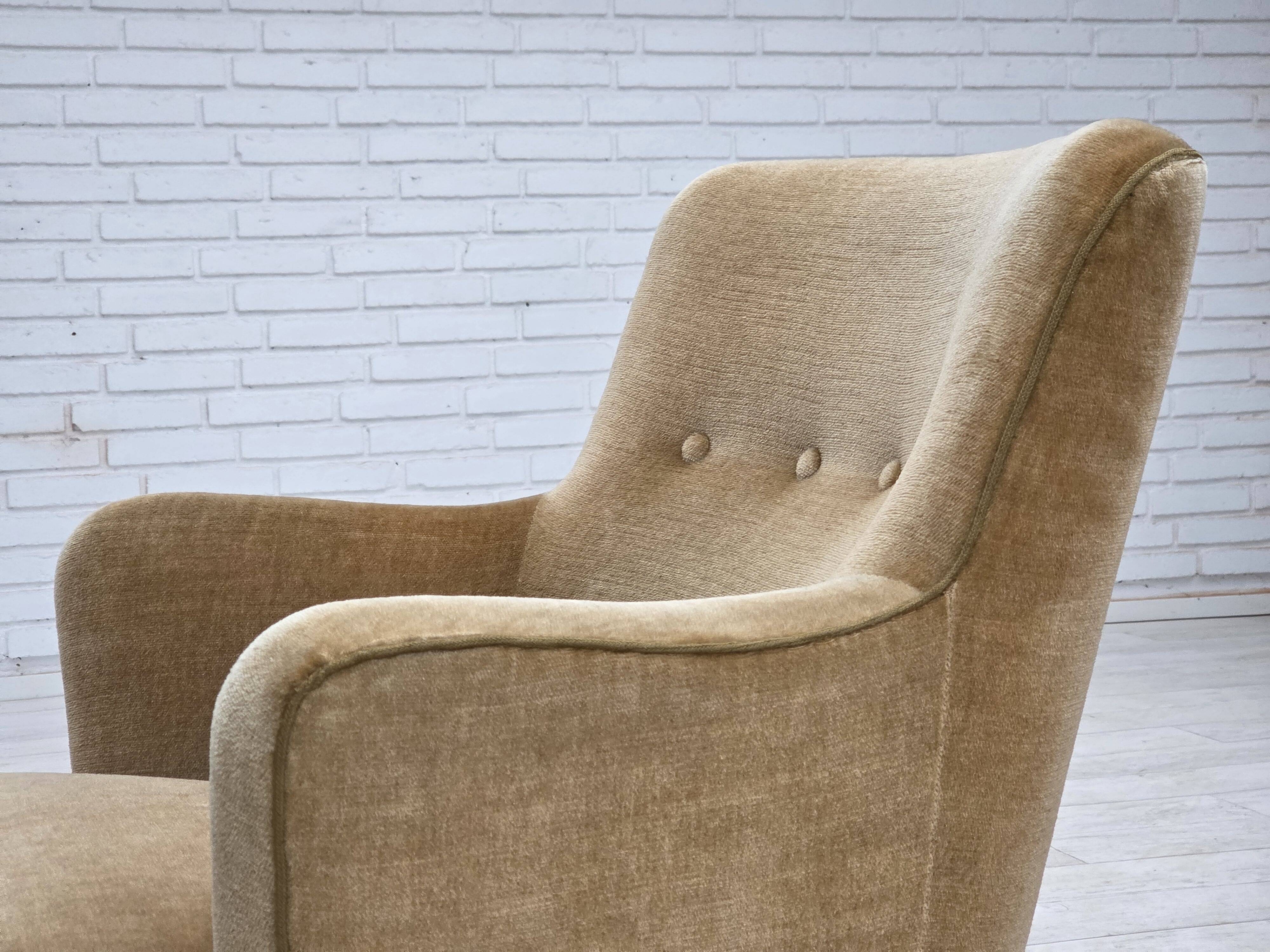 1970s, Danish armchair, light green furniture velour.