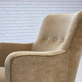 1970s, Danish armchair, light green furniture velour.