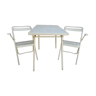 Folding table and its 2 folding chairs Souvignet from the 60s