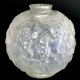 Pressed molded glass ball vase decorated with grape bunches