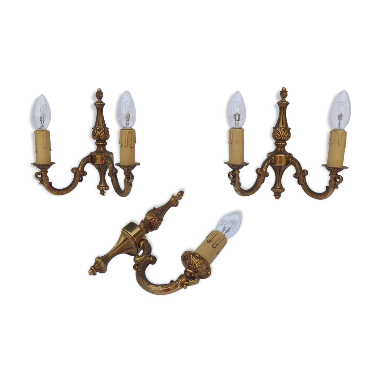 Set of 3 bronze gold appliques style Louis XVI end 19th