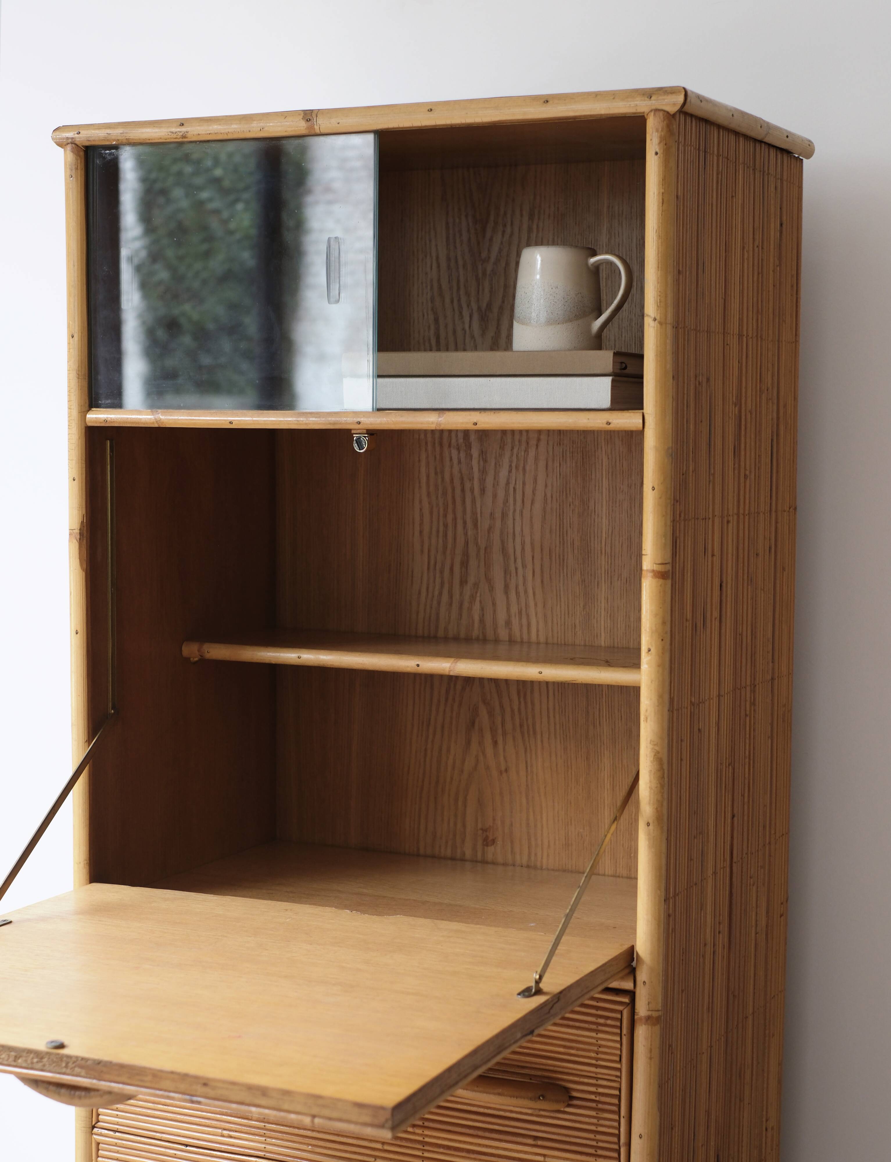 Vintage rattan secretary