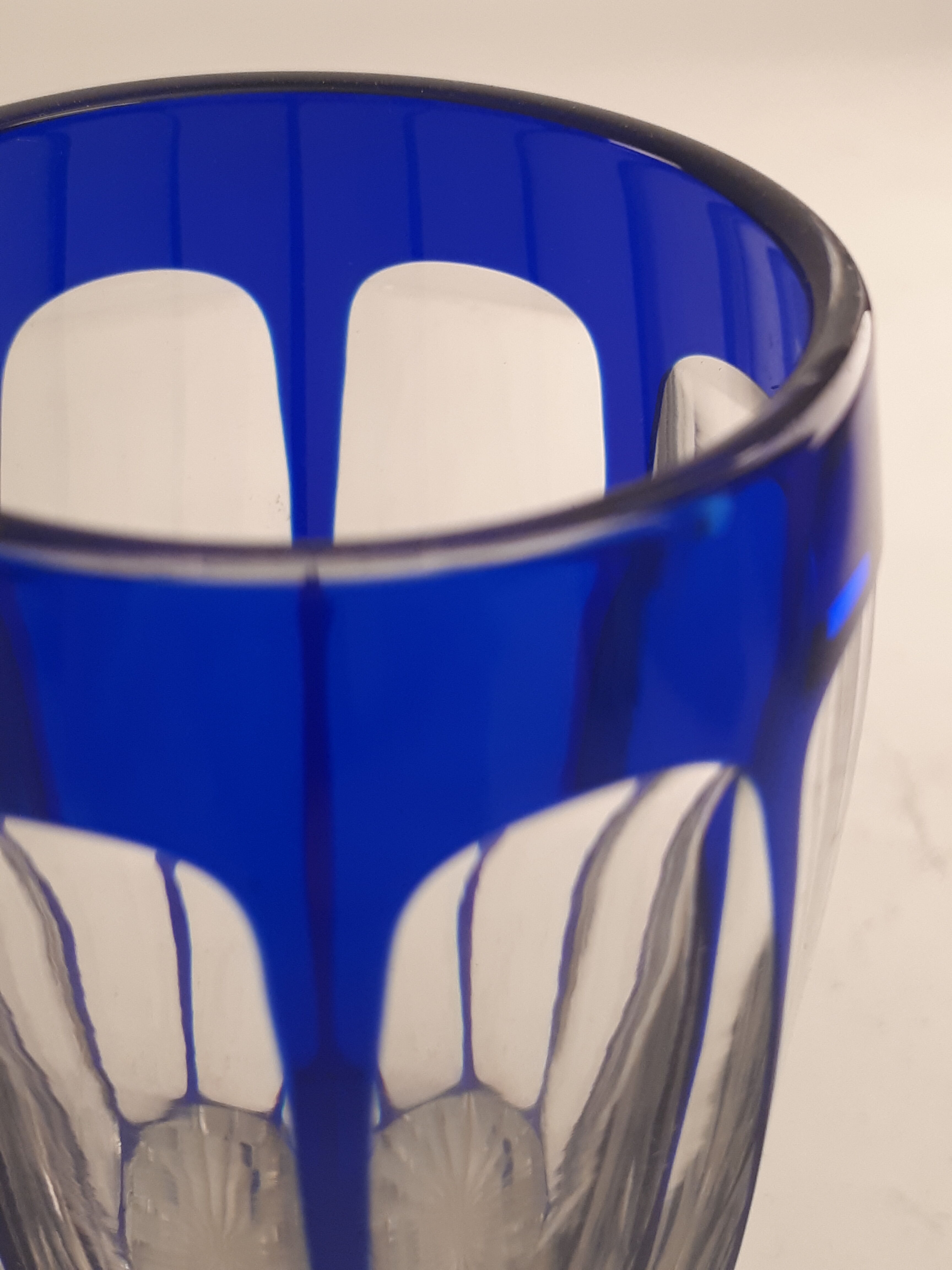 Set 5 glasses crystal liqueur style Saint Louis Baccarat blue