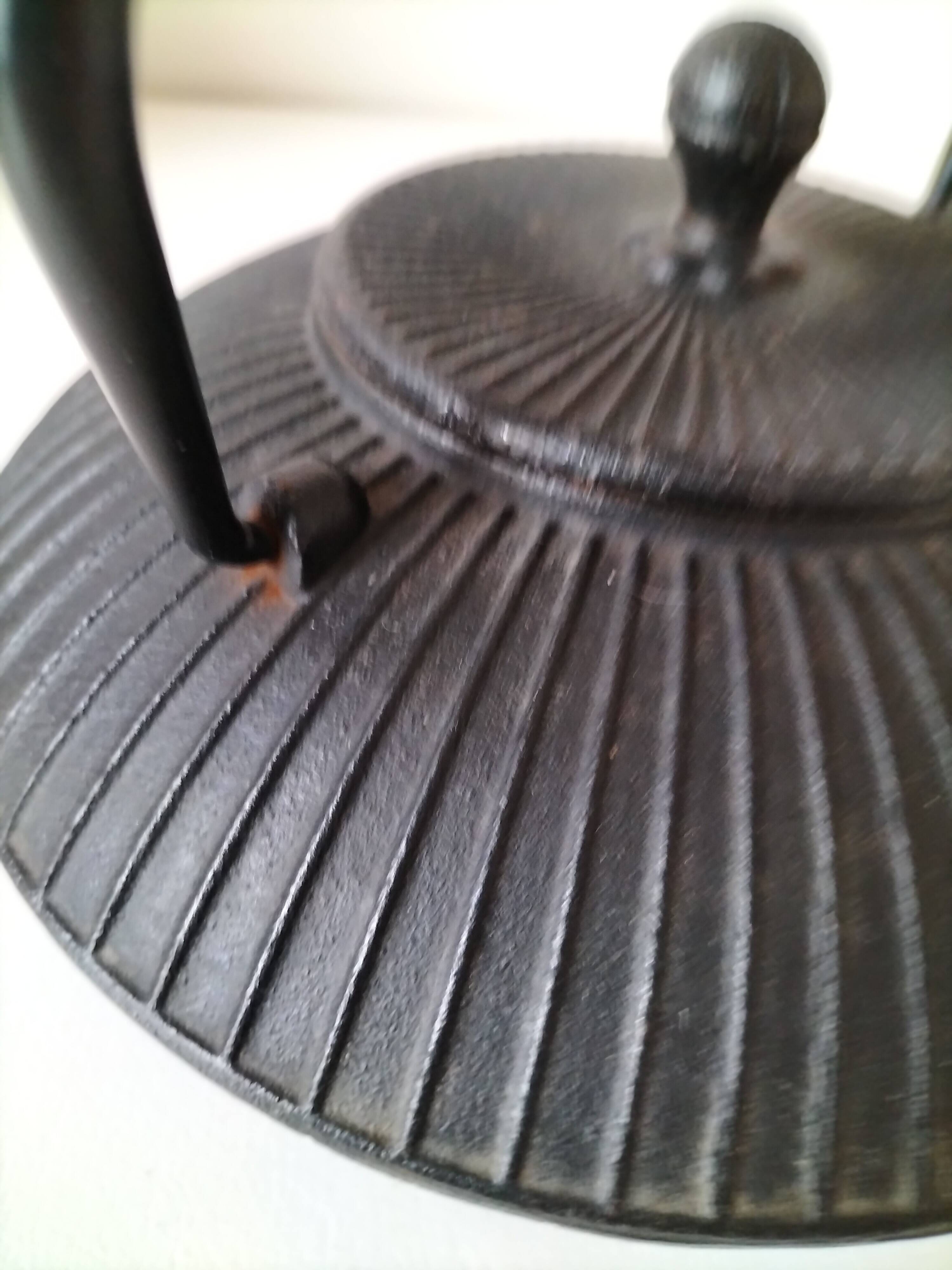 Black grooved cast iron teapot – Japanese Zen style