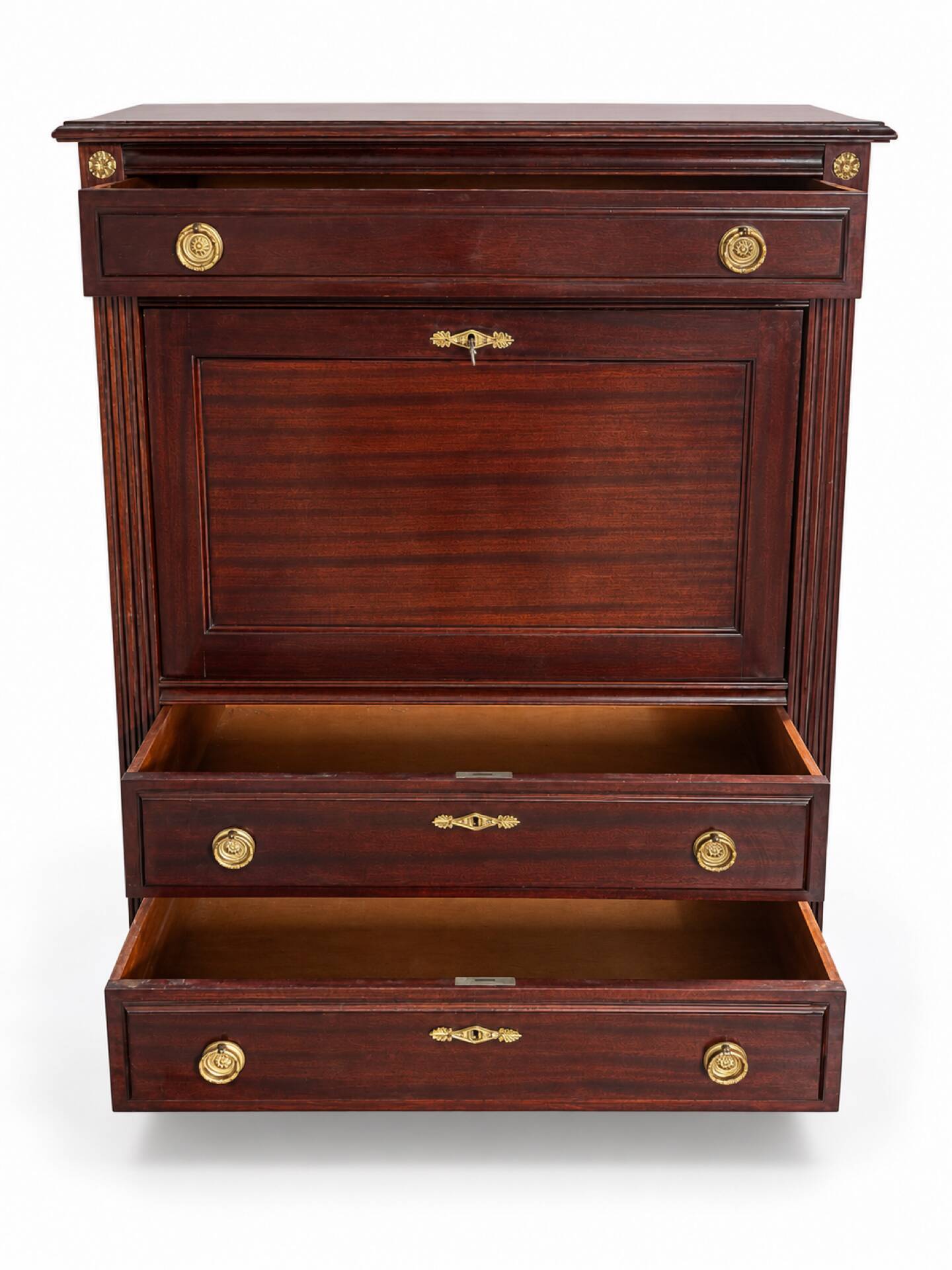 Secretary with a drop-leaf in mahogany in the Louis XVI style.
