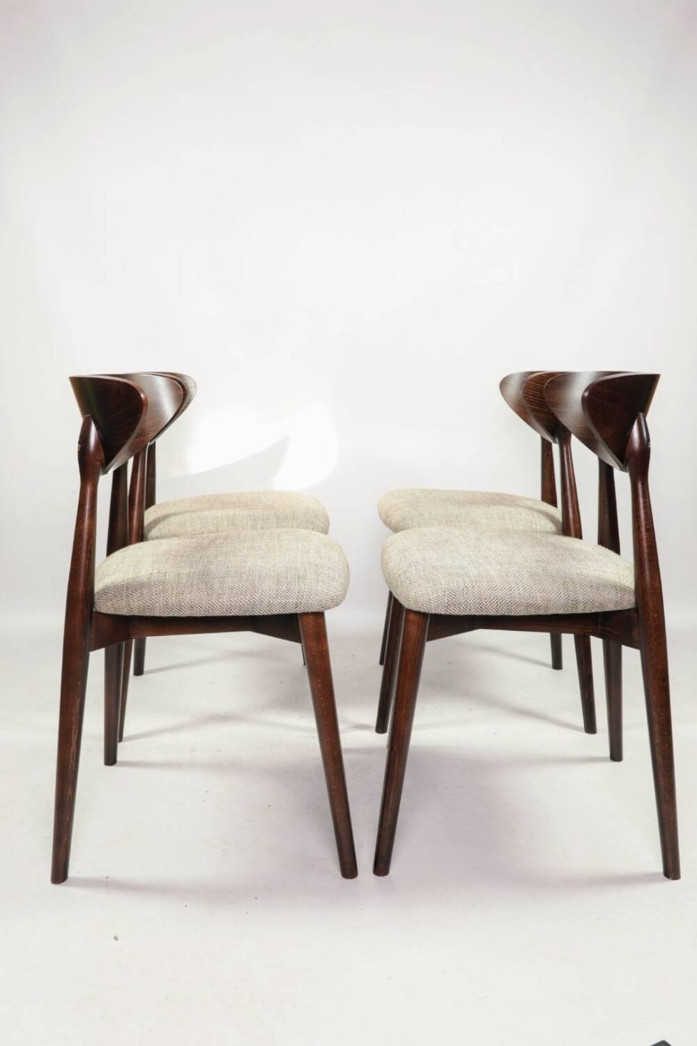 Set of 4 heritage herringbone natural linen dining chairs