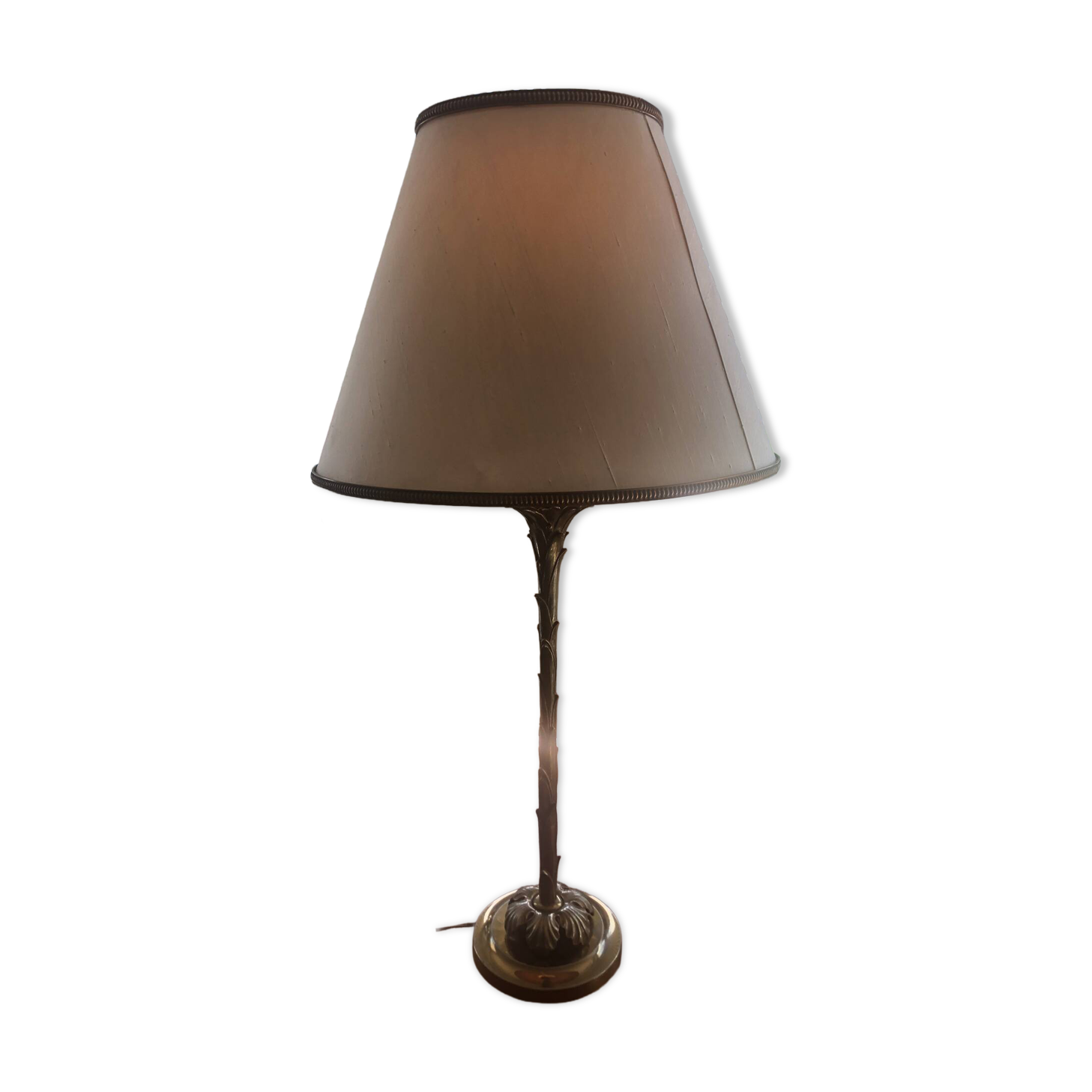 Lampe en bronze décor palmier Maison Bagués années 1970 en TBE