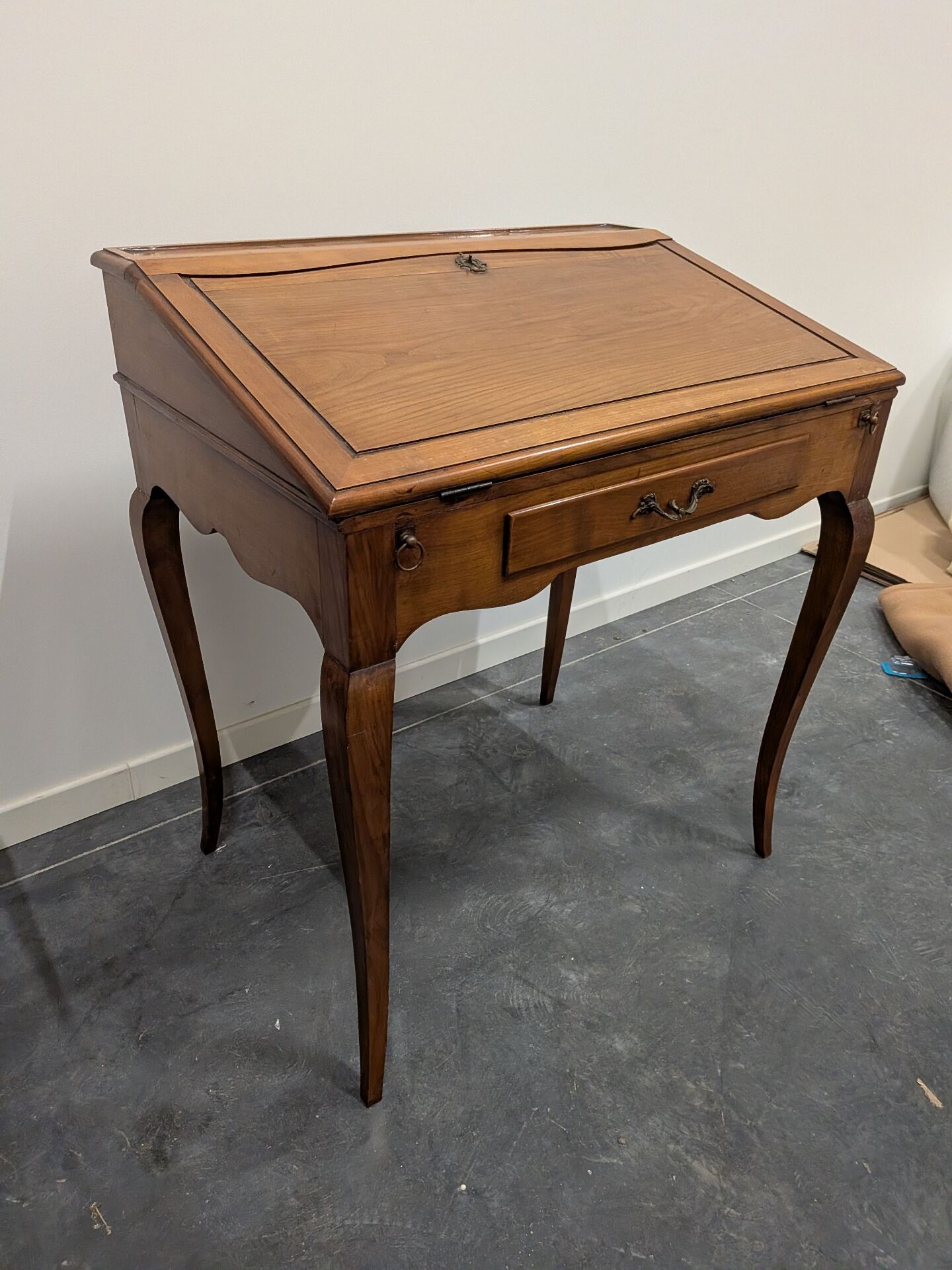 Antique secretary desk with drop-down front, cabriole legs – Louis XV style