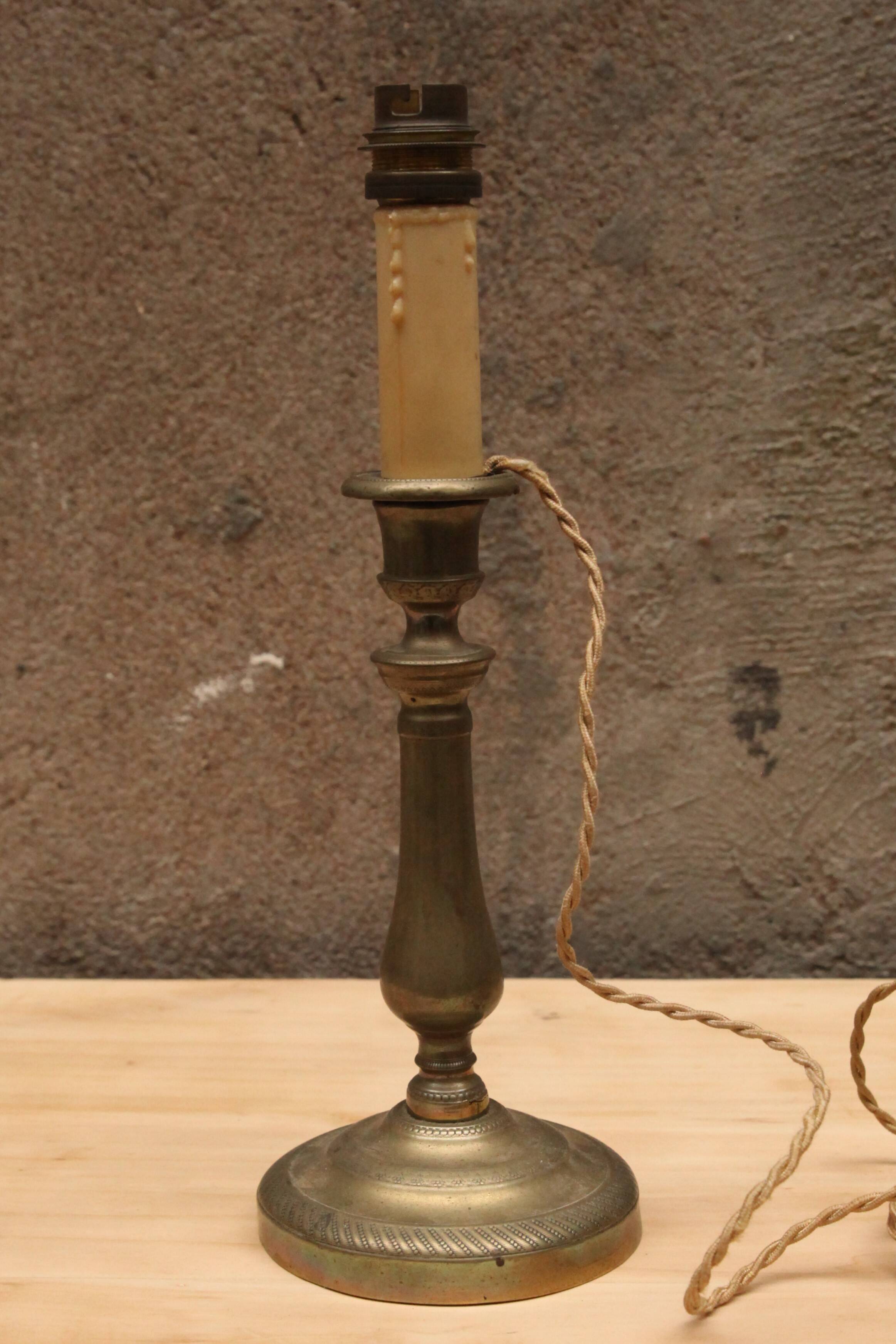 Electrified brass candle holder