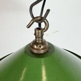 Industrial British Green Enamel Factory Pendant Lamp, 1950s