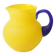Small Vintage Frosted Glass Yellow and Blue Pitcher / Kosta Boda / Sweden /