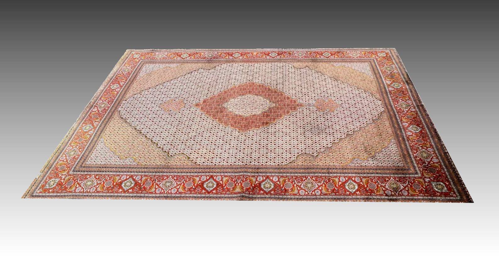 Iran Tabriz Mahi wool and silk oriental rug: 3.60 x 2.50 meters