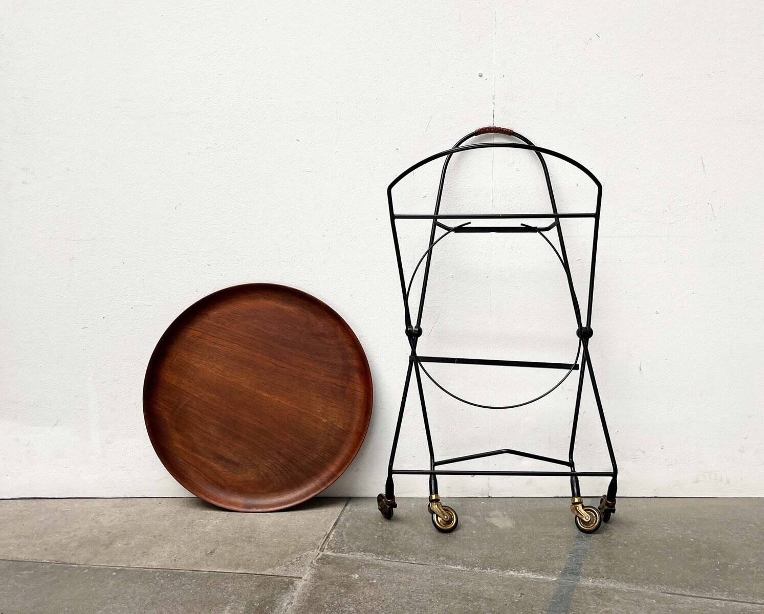 Modern folding teak trolley from the mid-century, Sweden, 1960s