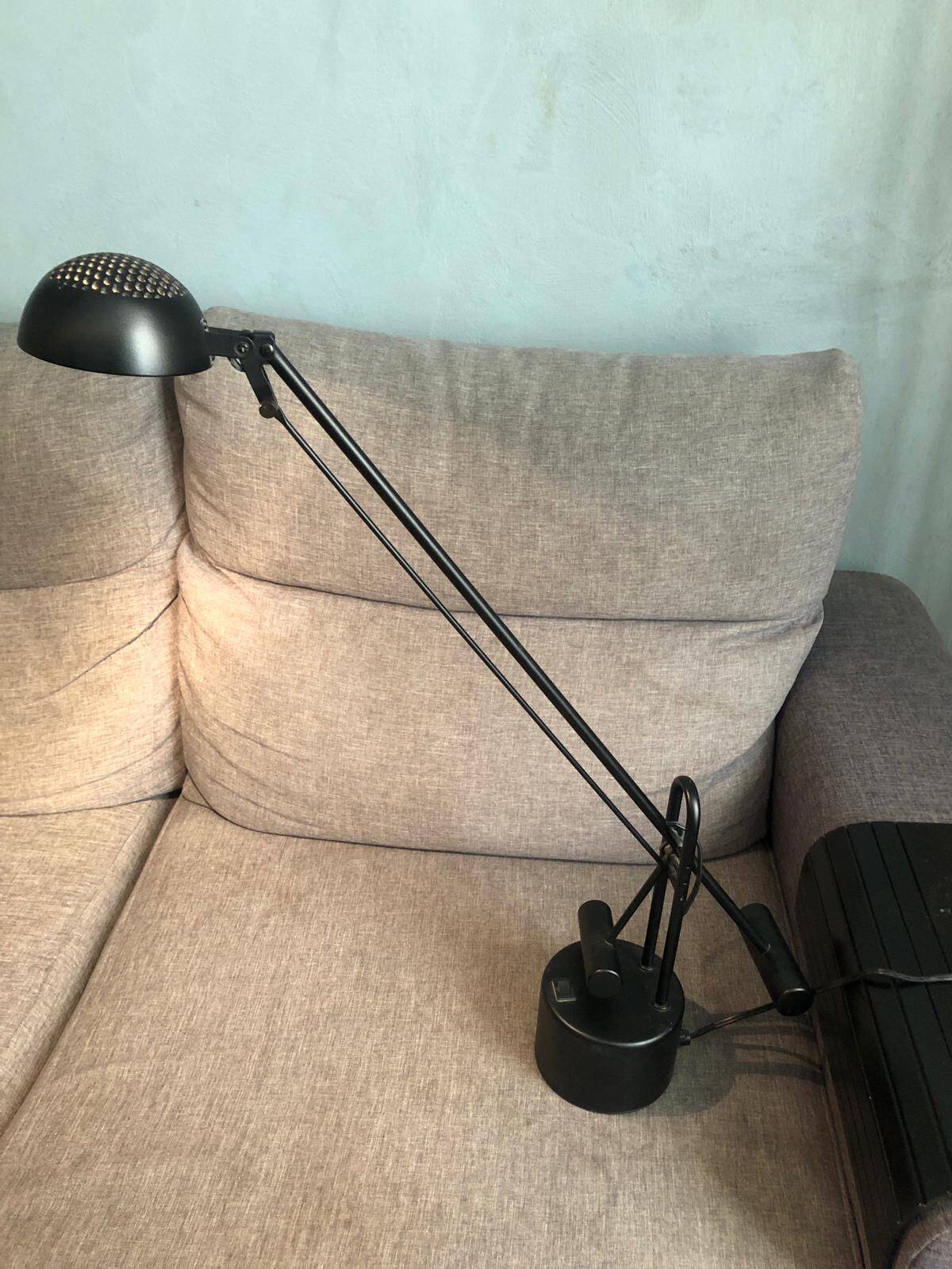 Lampe architecte métal noire vintage à bascule double contrepoids