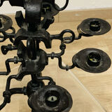 Black brutalist candlestick with 7 lights