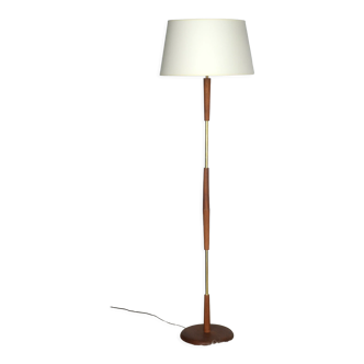 Scandinavian floor lamp brass and teak 1960