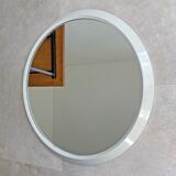 Vintage gray round space age plastic wall mirror