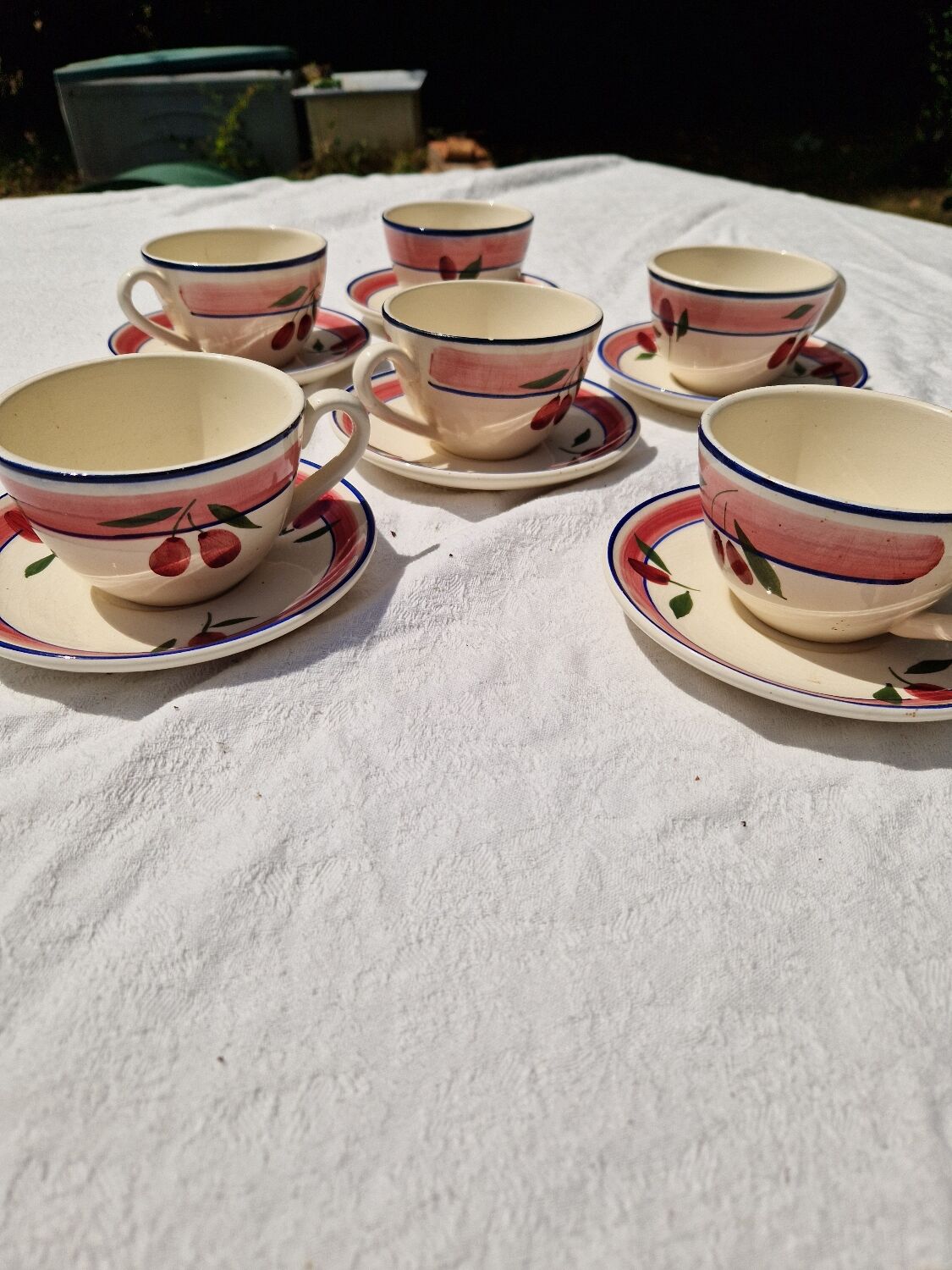 Set of 6 Antique Cups and Saucers
