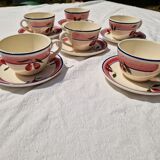 Set of 6 Antique Cups and Saucers