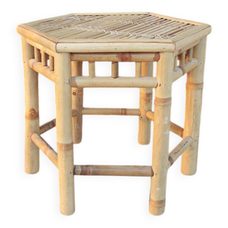 Old octagonal bamboo side table