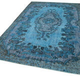 Handmade Bohemian Turkish 1970s 190 cm x 298 cm Blue Rug