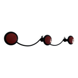 Vintage 1960s red and black coat rack with 3 wall hooks - 45 x 7 cm