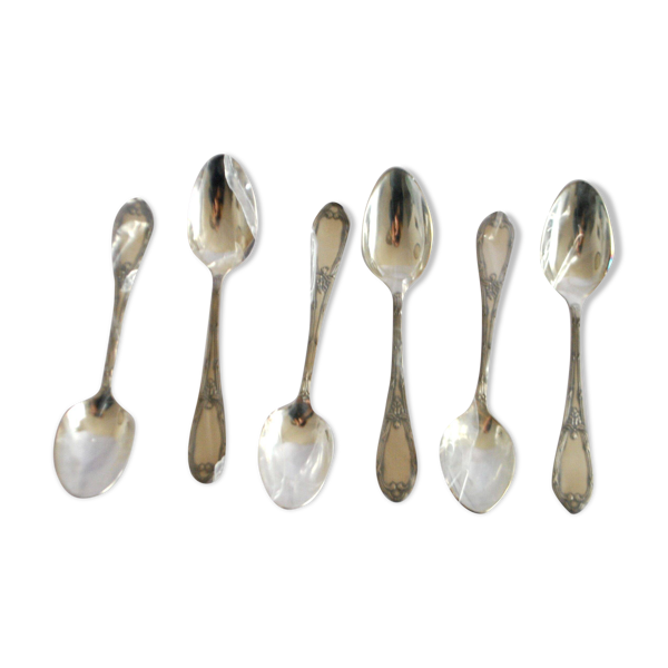 Deetjen lot de 6 cuillères à café ou dessert en métal argenté rubans croisés neuf 14,5 cm