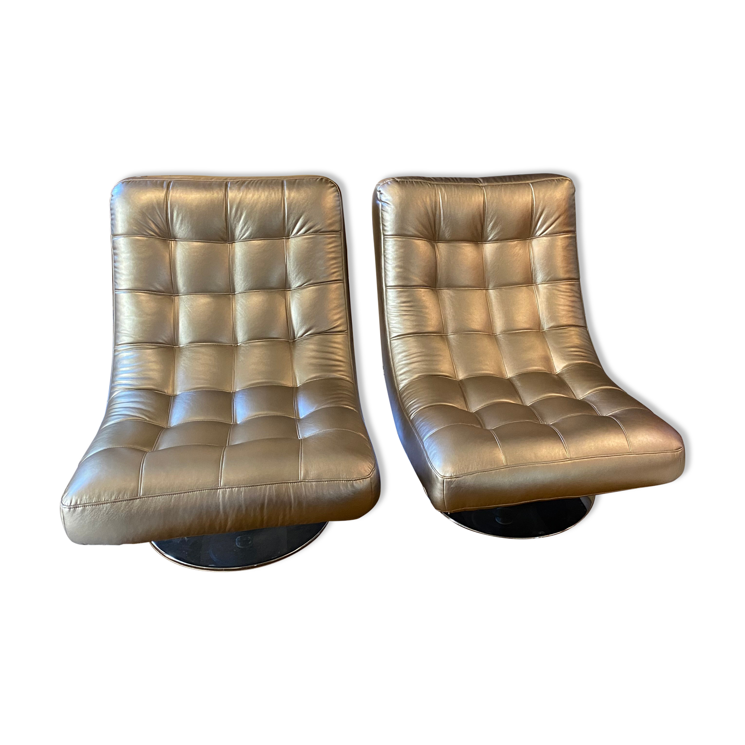 Pair of leather design armchairs