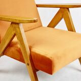 Vintage armchair VAR B-310 orange velvet fabric - 2 pieces available