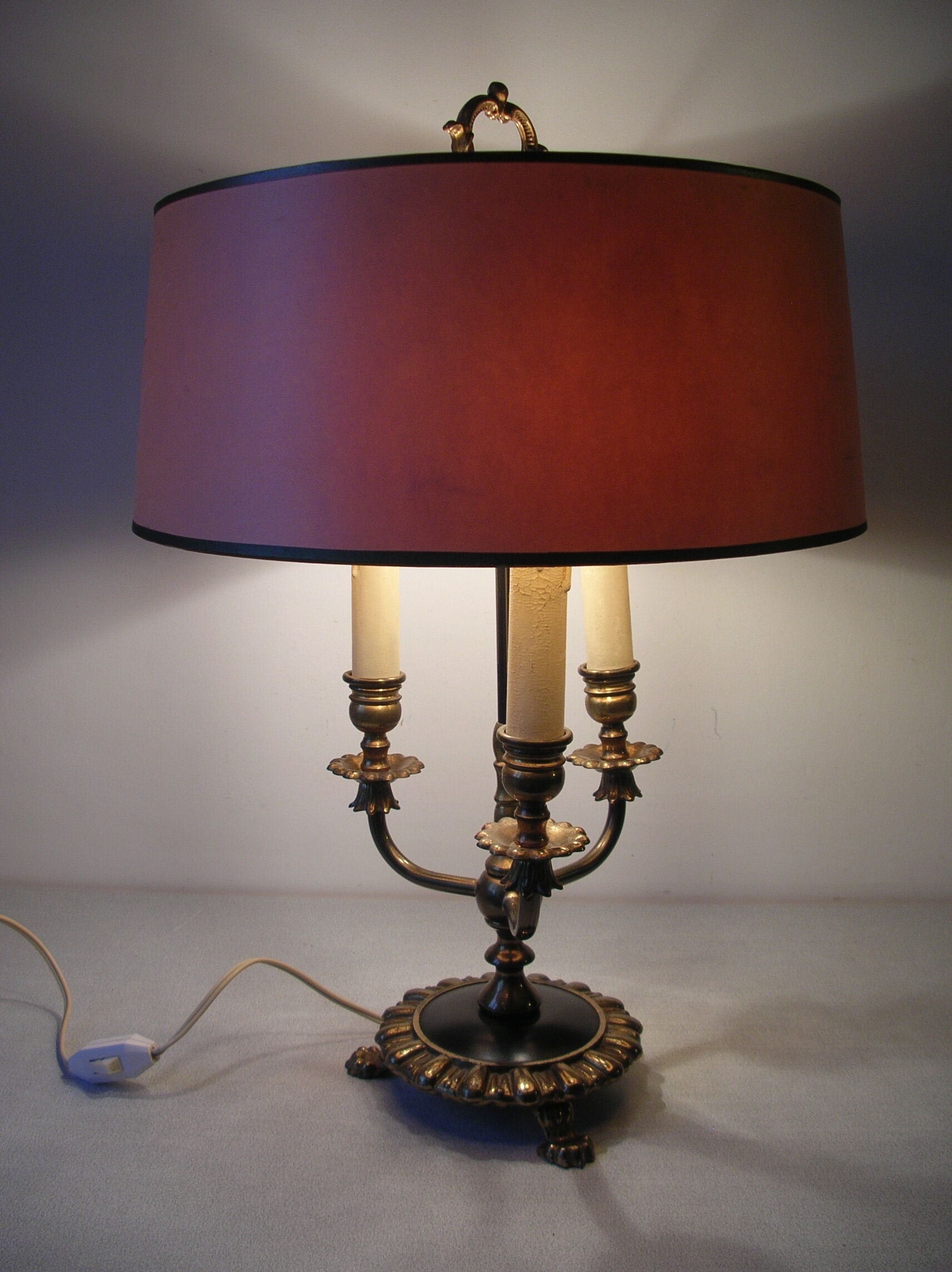 Desk lamp 3 fires style hot water bottle brass and bronze lion's paw deco office living room