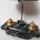 Marble and gilded bronze inkwell lamp