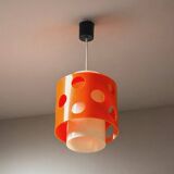 Suspension Space Age en polycarbonate orange et blanc, années 1970