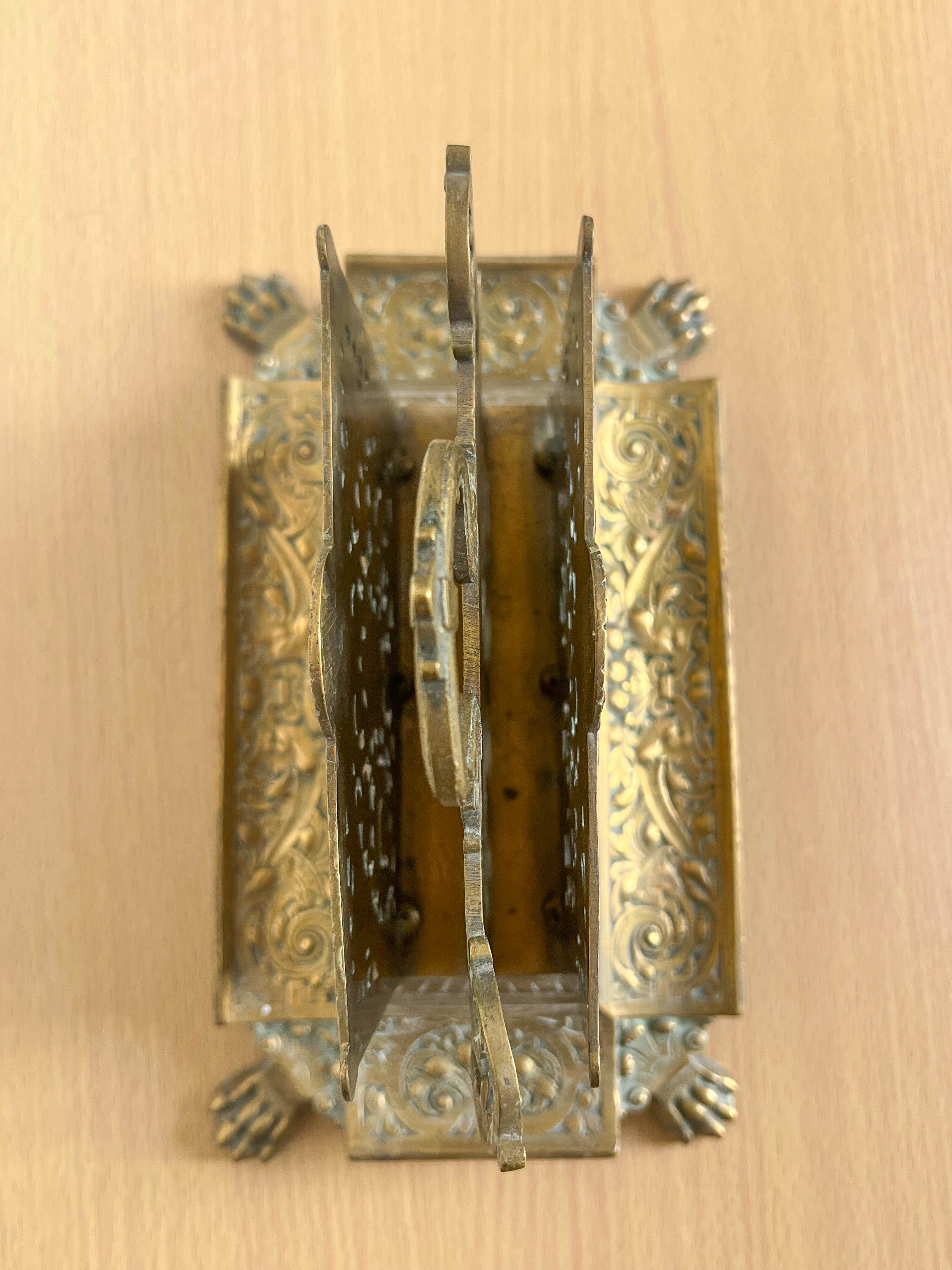 Period gilded brass mail rack