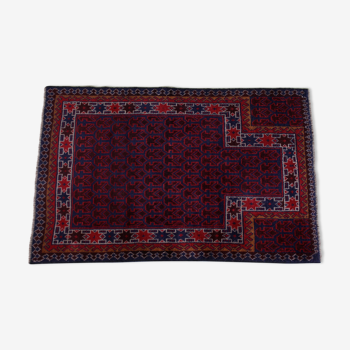 Gazak Afghan geometric pattern fringe rug 131x86cm