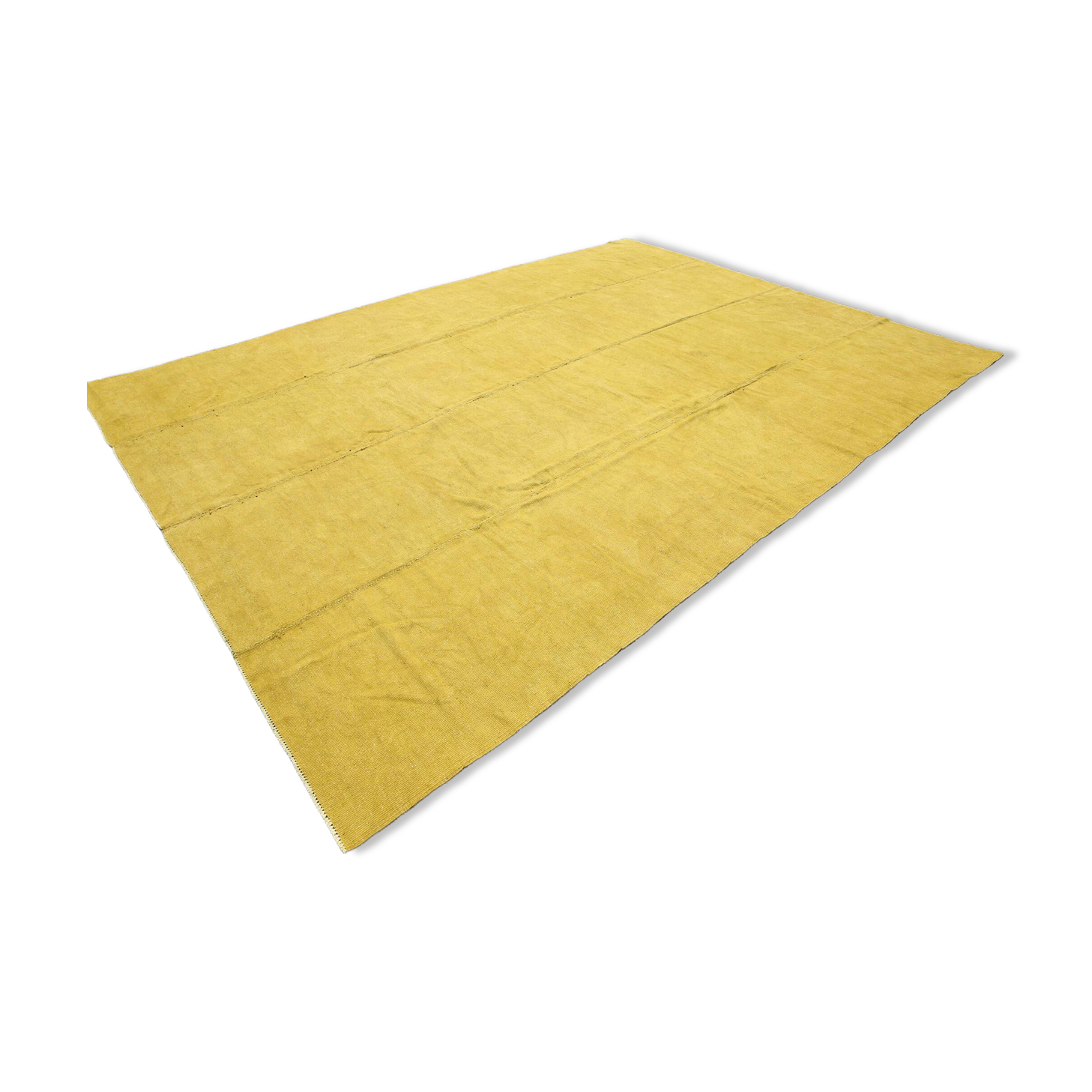 Vintage Mustard Yellow Kilim Rug,Large Turkish Woven Wool Carpet,302x410 Cm