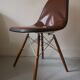 DSW chair with glossy brown leather by Charles & Ray Eames for Herman Miller, 1970