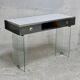 Modernist console, 60s, glass base, wooden and melamine top, white