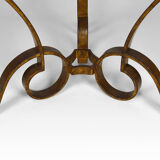 Table basse par Raymond Subes, fer forgé doré et marbre, France, circa 1935