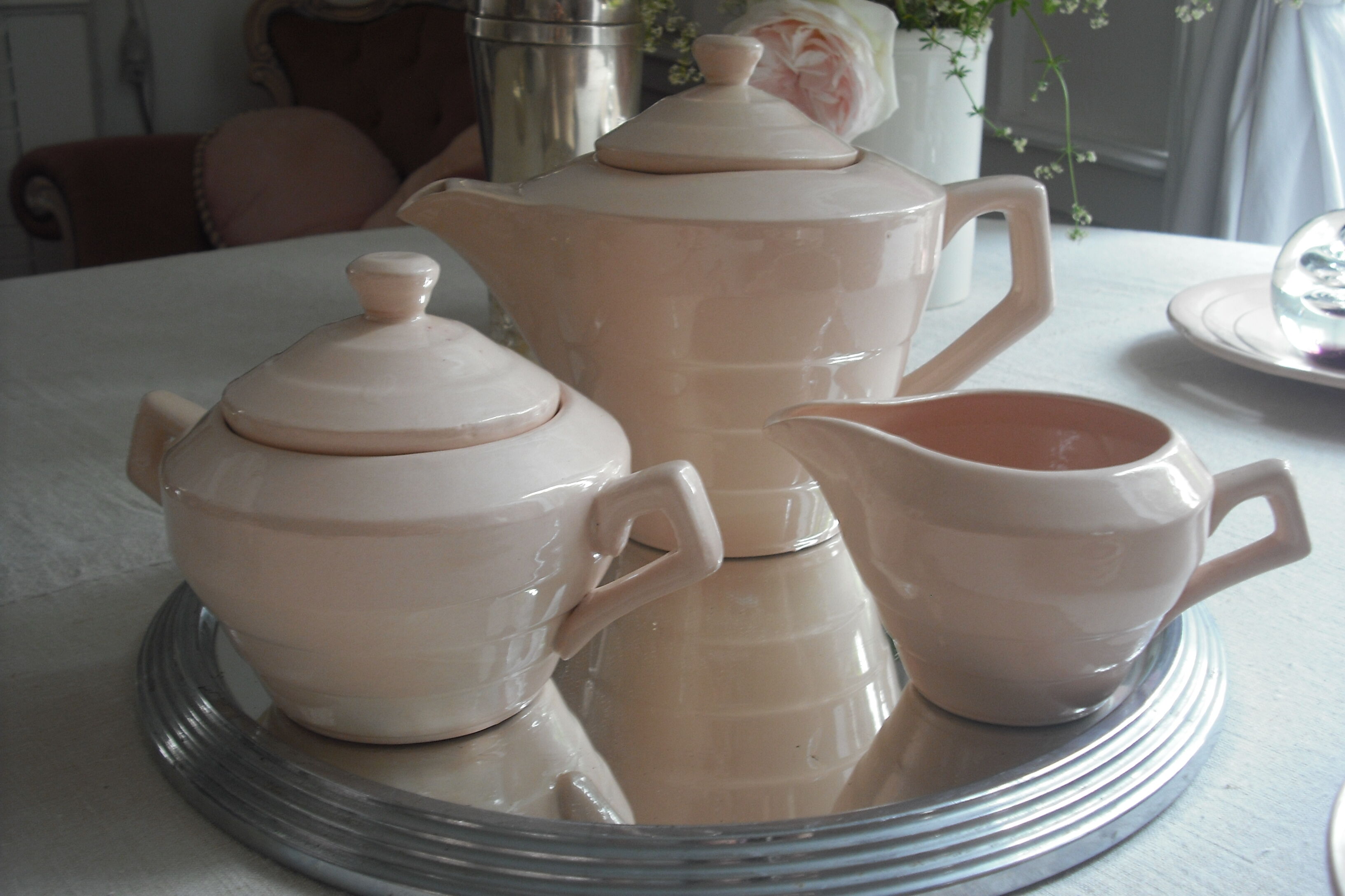 Coffee service powder pink 52 parts 1930