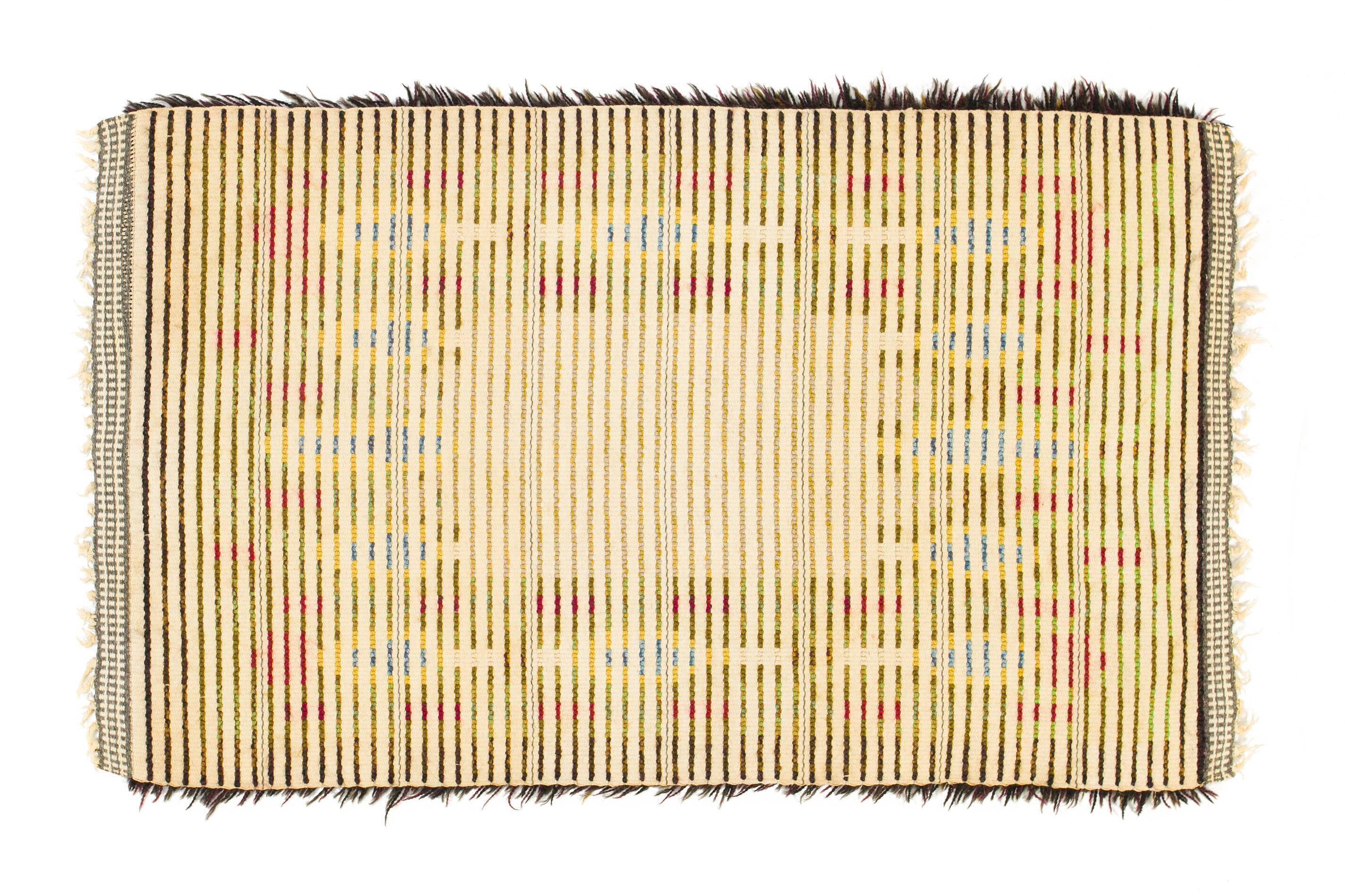 Scandinavian 20th century vintage rya rug. 97 x 60 cm (38.19 x 23.62 in).