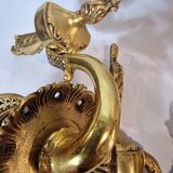 Pair of wall lamps gilded bronze art deco style louis XIV