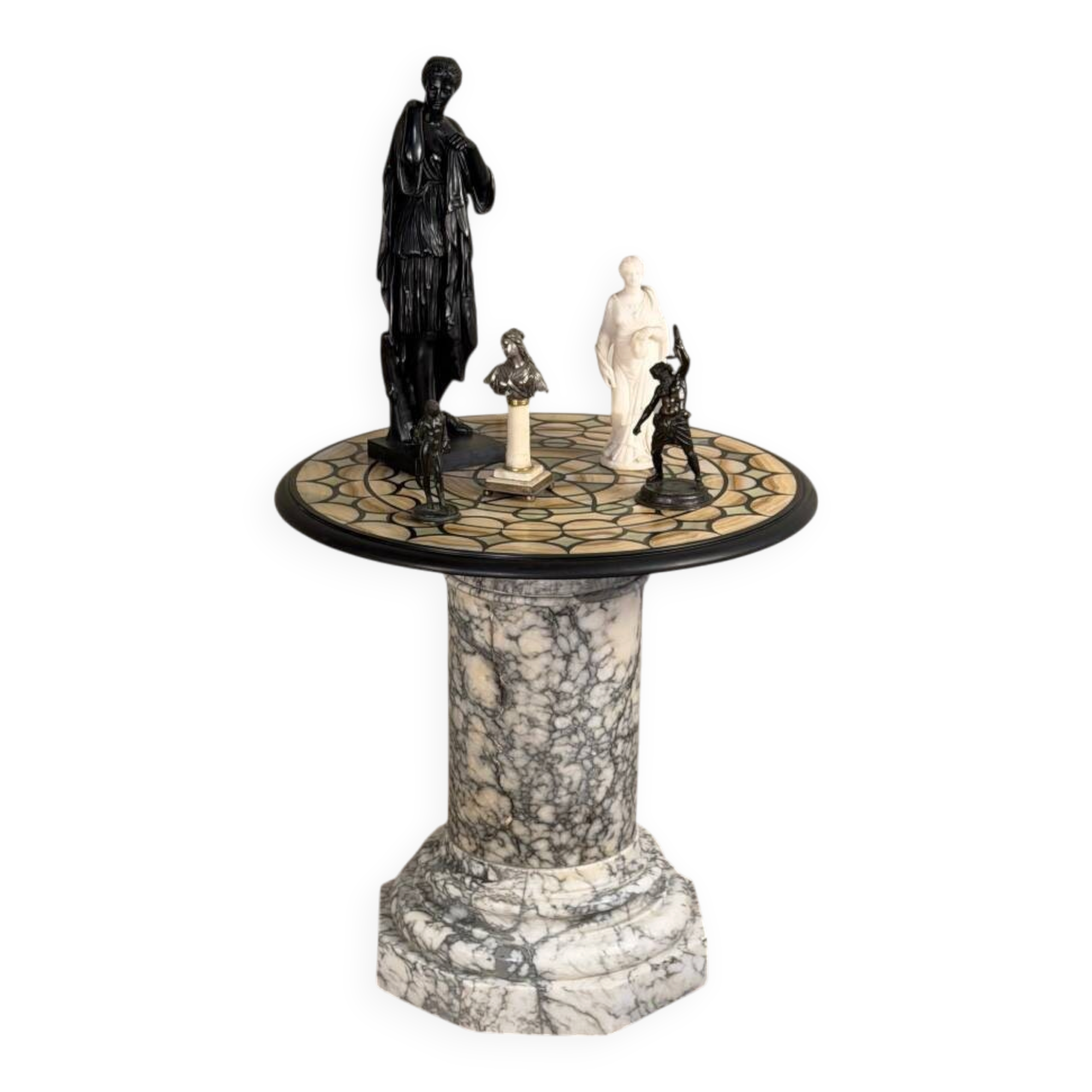 Marbre, albâtre et onyx, table d’appoint vers 1900