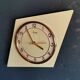 Vintage formica clock silent asymmetrical wall pendulum "Kienzle green"