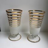 Pair of granite vases and gilded edging 60s