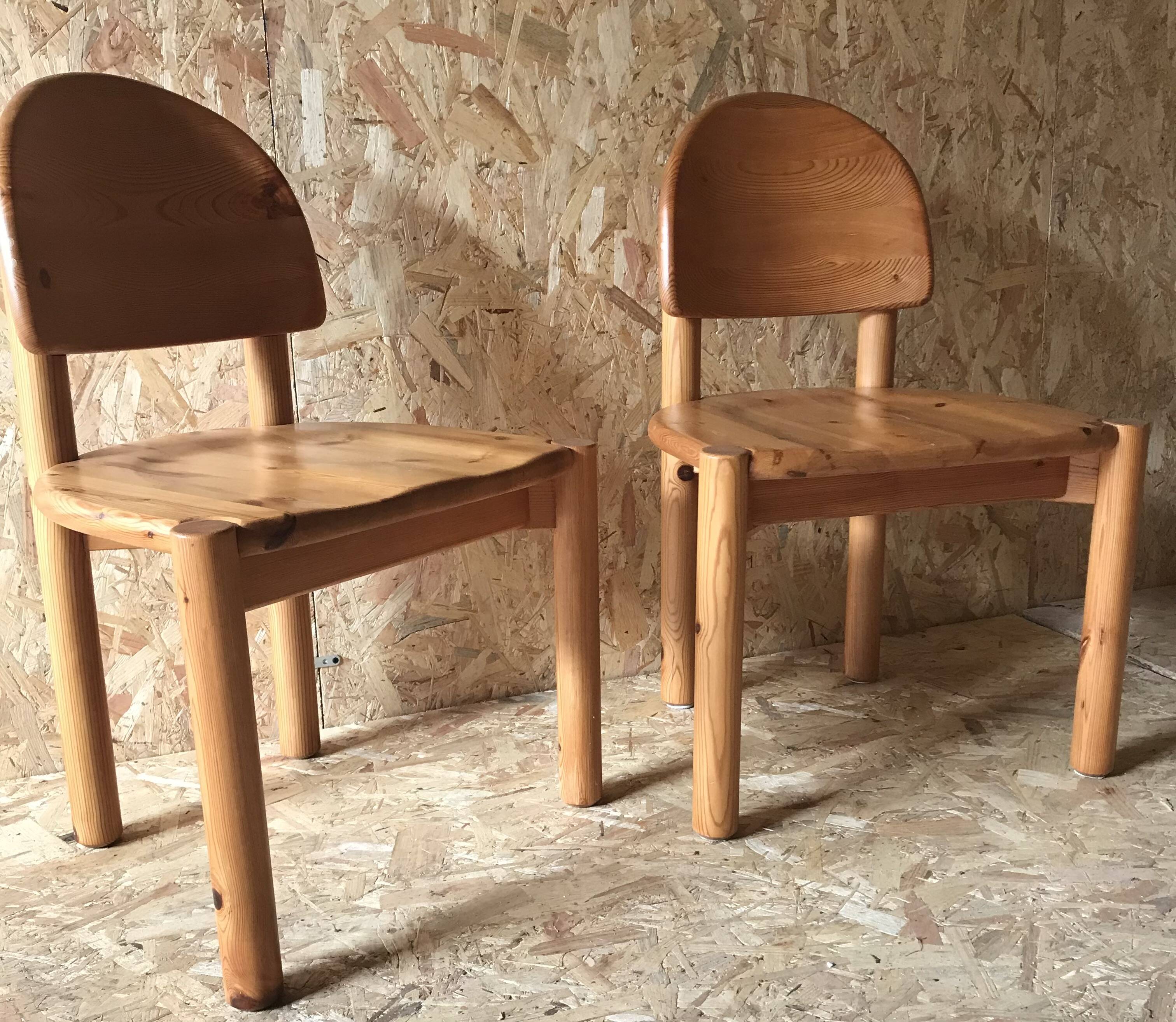 Pair of solid pine chairs by Rainer Daumiller, Germany 1960