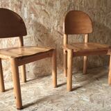 Pair of solid pine chairs by Rainer Daumiller, Germany 1960