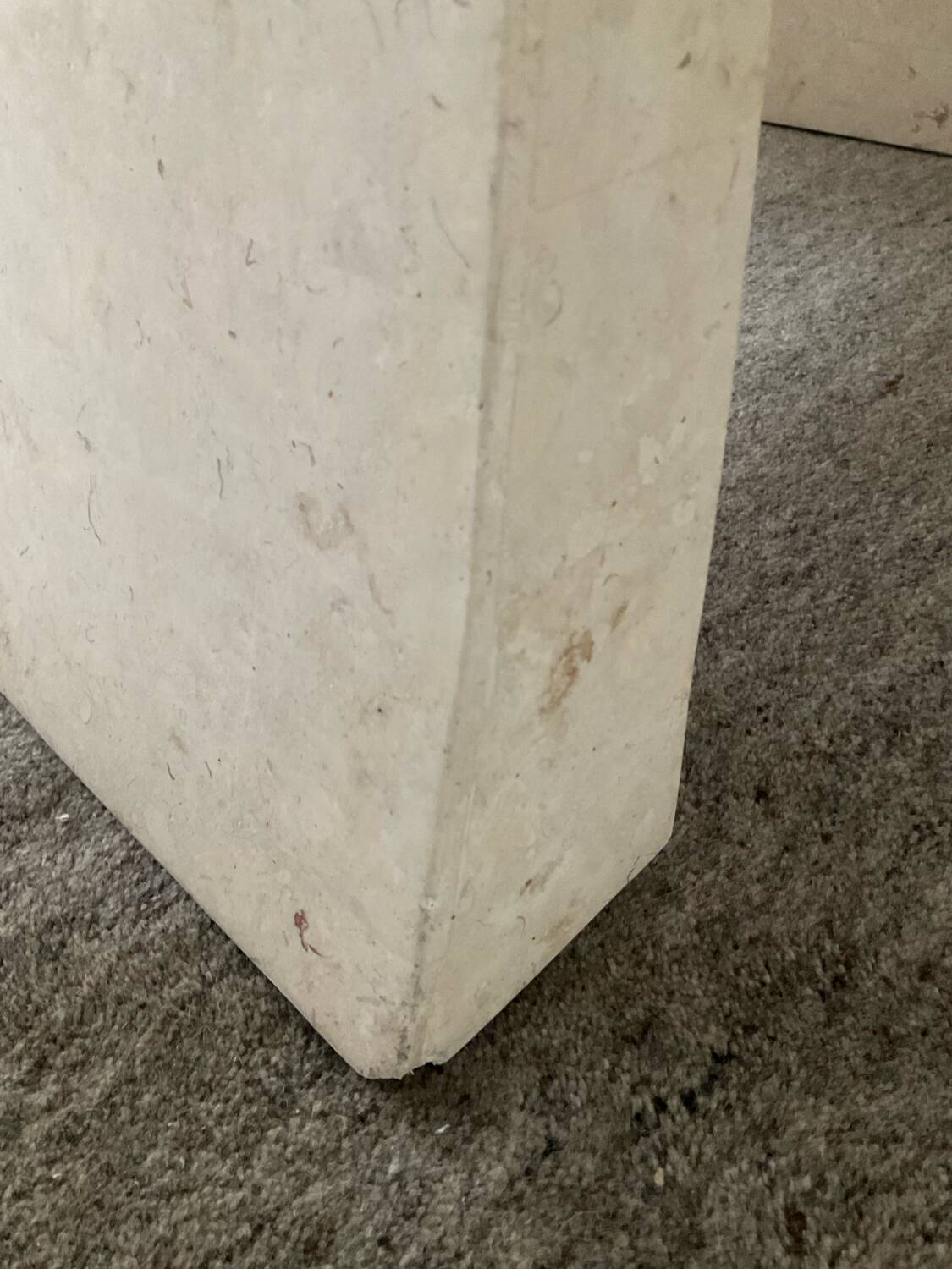 Vintage travertine and beveled glass coffee table