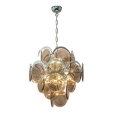 Vistosi Chrome Suspension with Smoked Glass Discs, Italy, 1970s