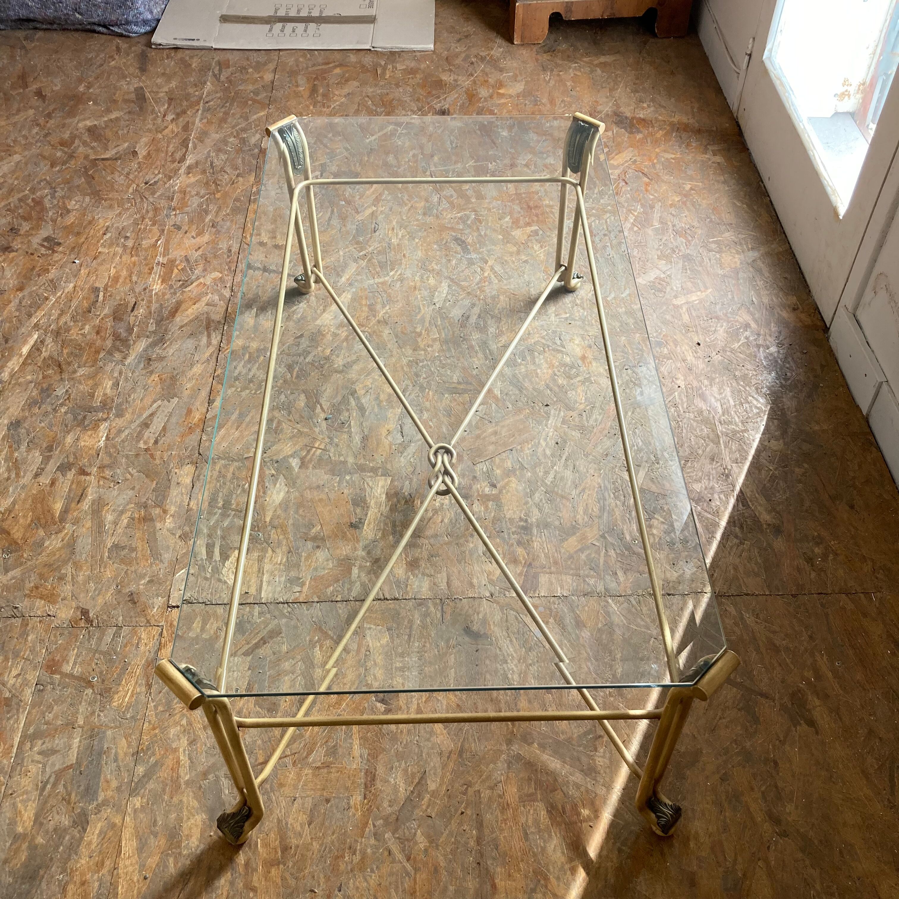 Glass and steel coffee table