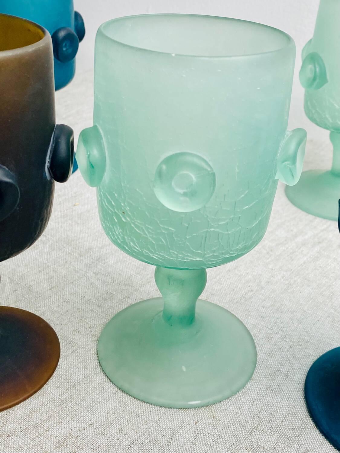 Iranian stemmed glasses in blown glass 1960